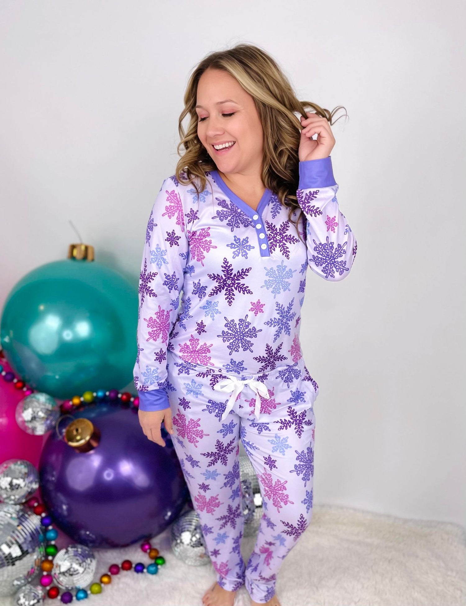 Pajama Set - Long Sleeve - Purple Snowflake