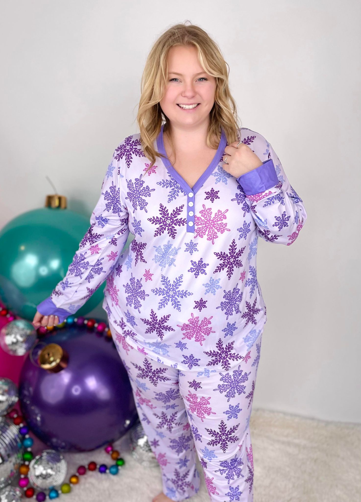 Pajama Set - Long Sleeve - Purple Snowflake