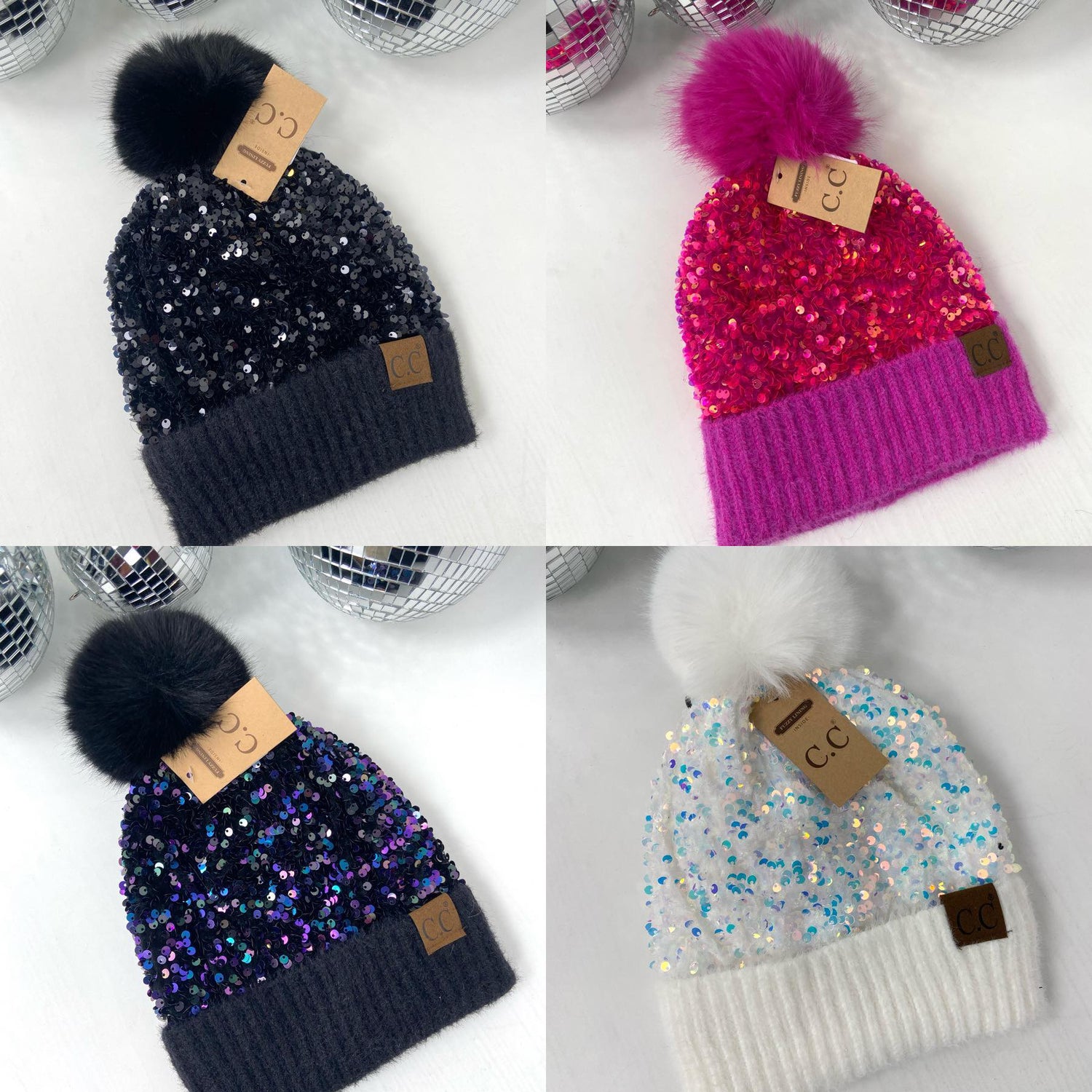 KIDS Sequin Fur Pom Beanie {Multiple Colors!}