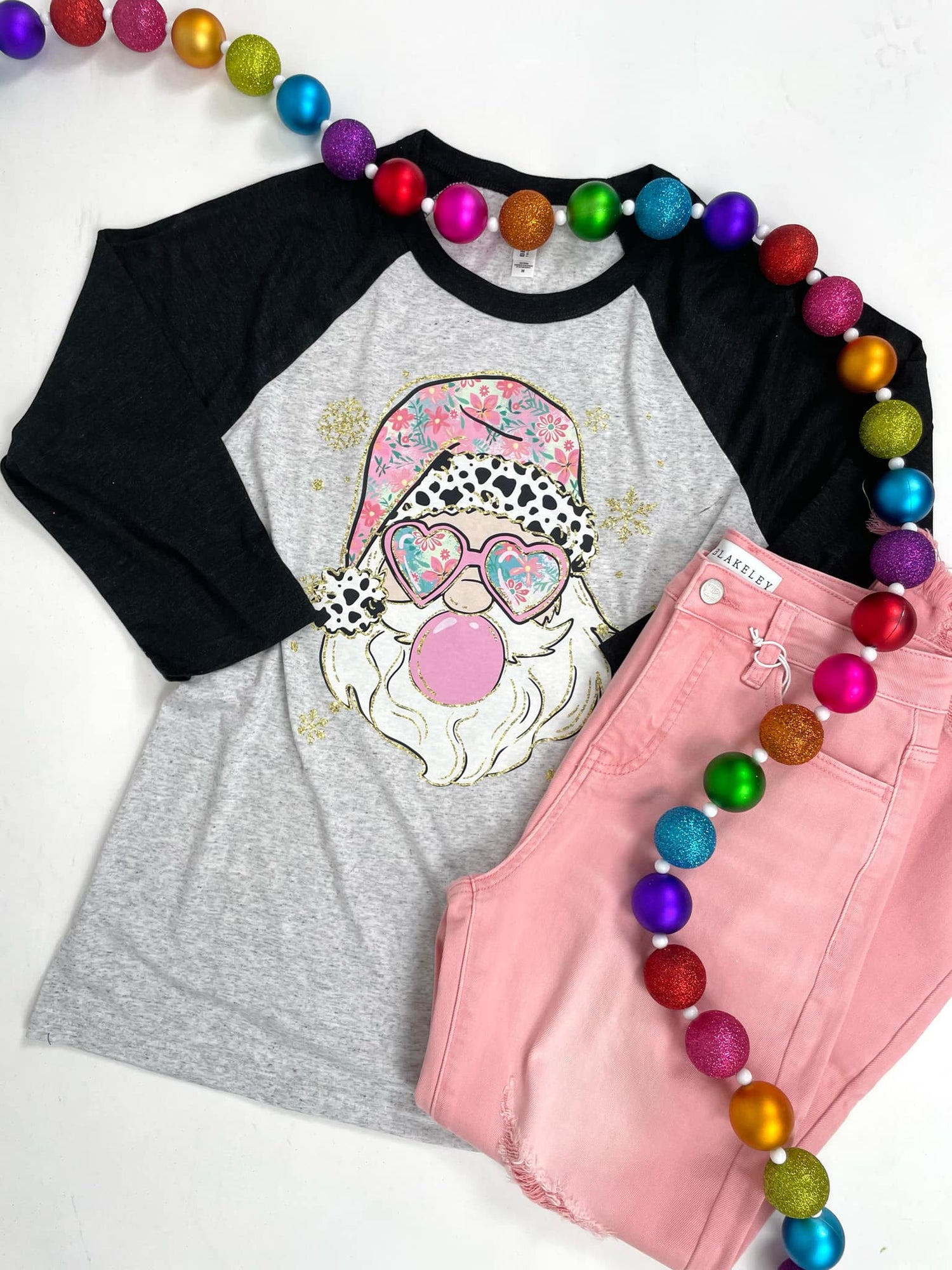 Bubble Gum Leopard Santa Graphic Tee {Custom Order!}