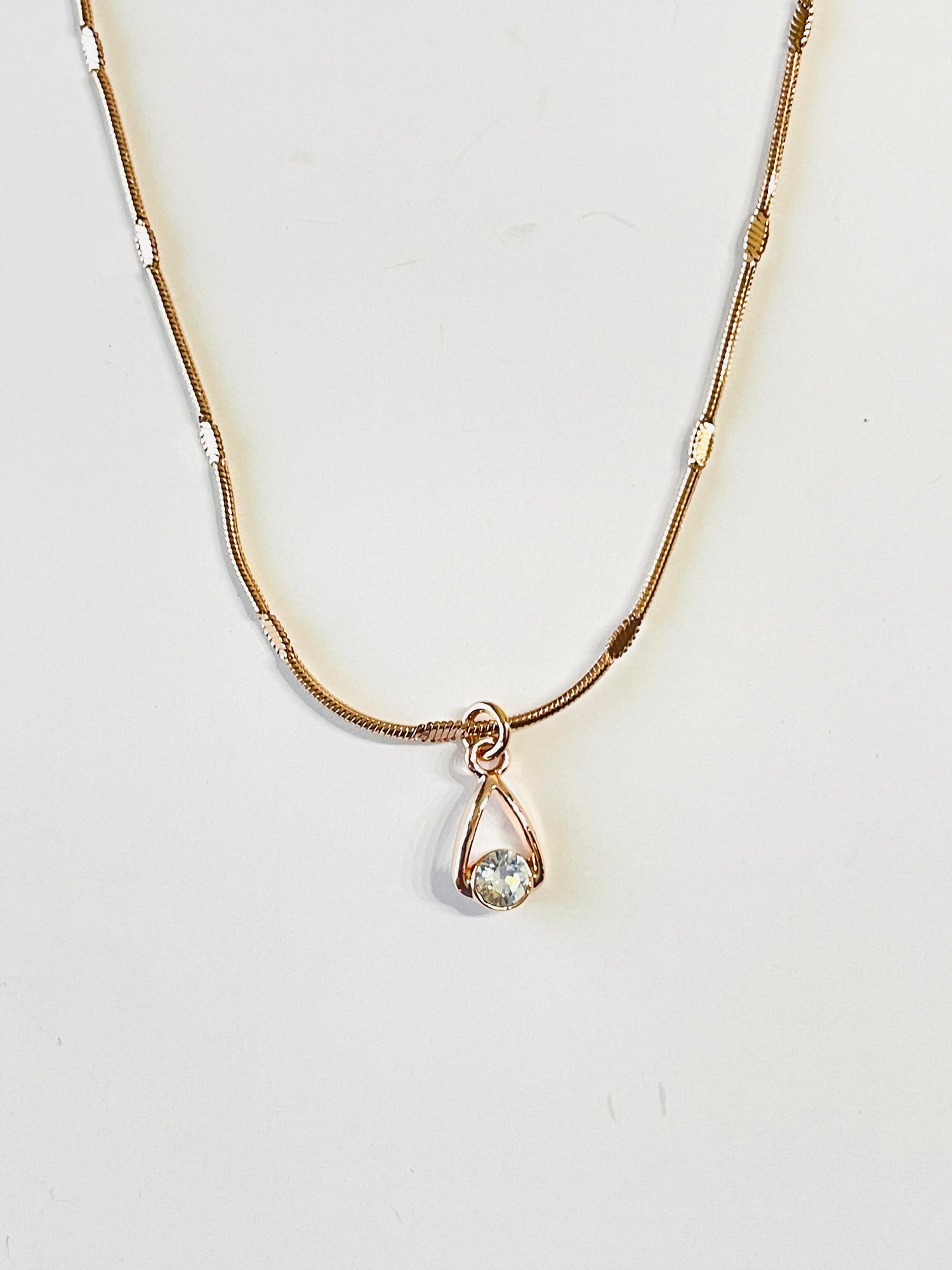 Rose Gold Triangle Dainty Necklace in Moonlight