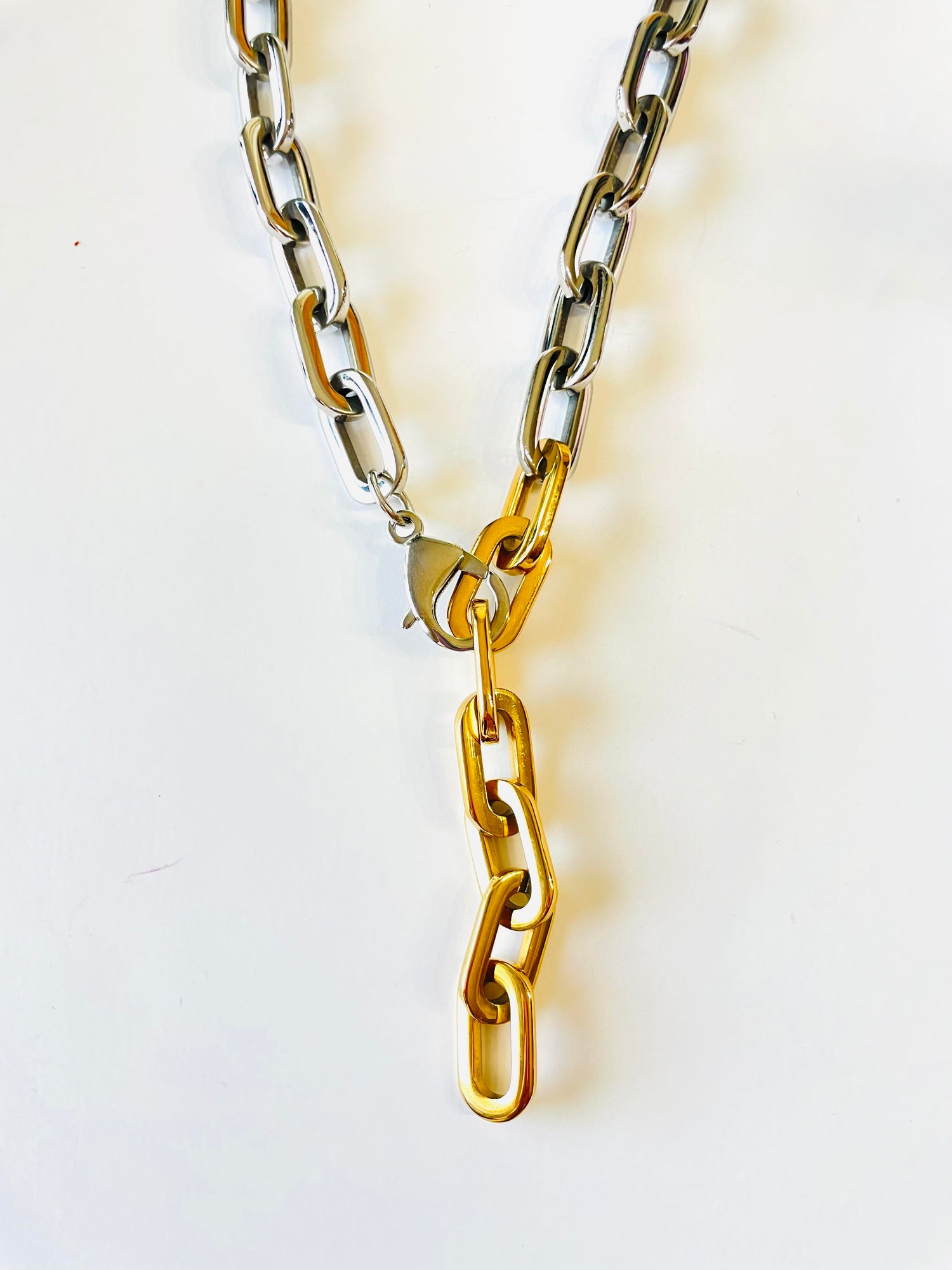 LUXE GOLD + SILVER PAPERCLIP CHAIN NECKLACE {Waterproof Jewelry}