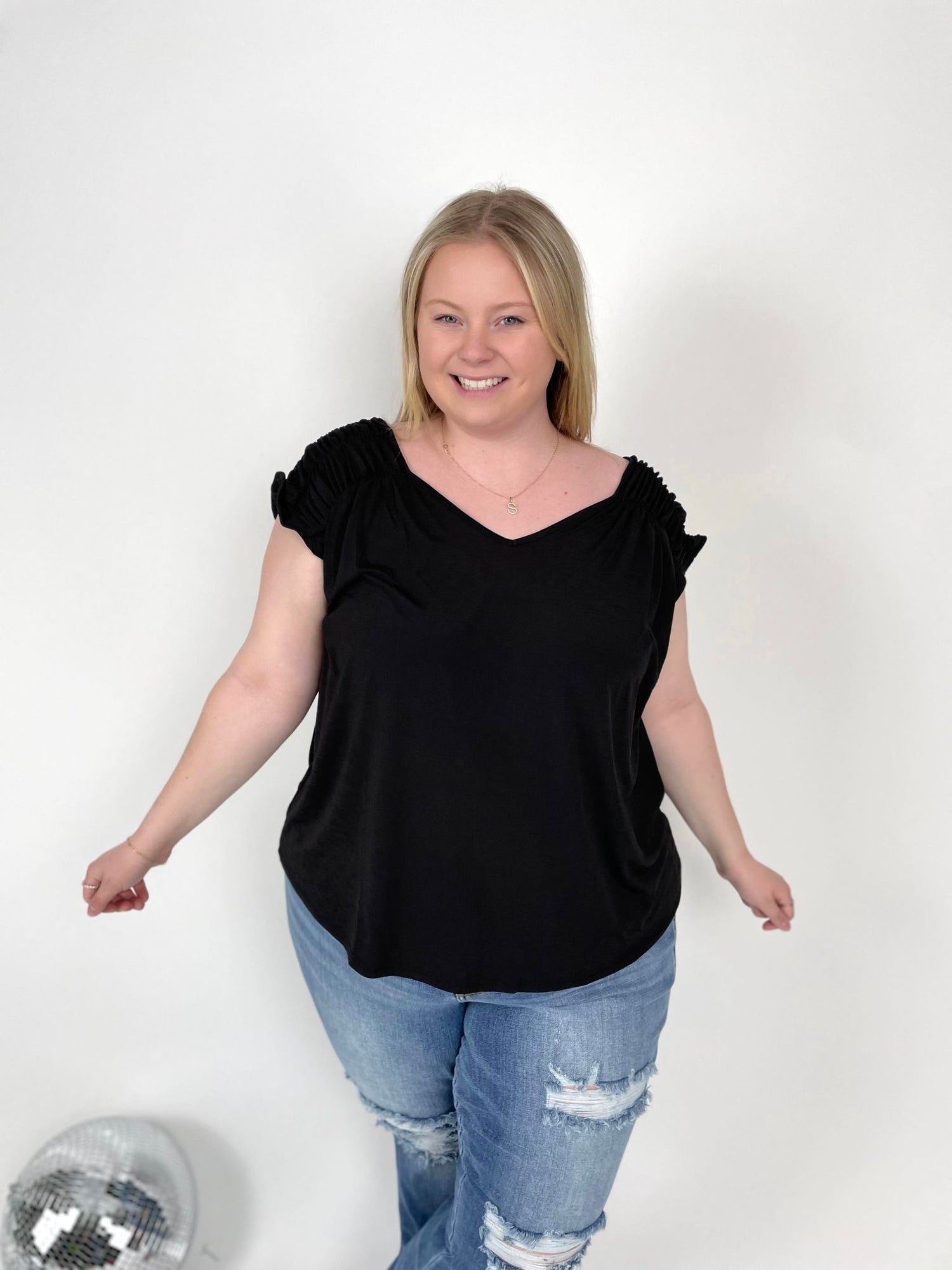 Cinched Charm Top in Black