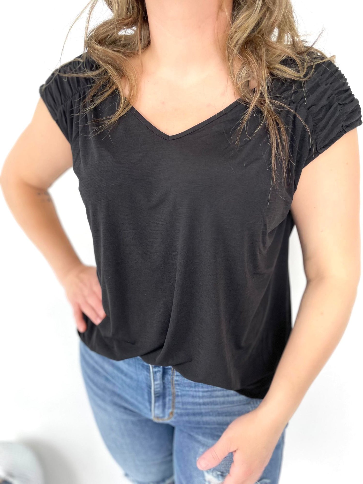 Cinched Charm Top in Black