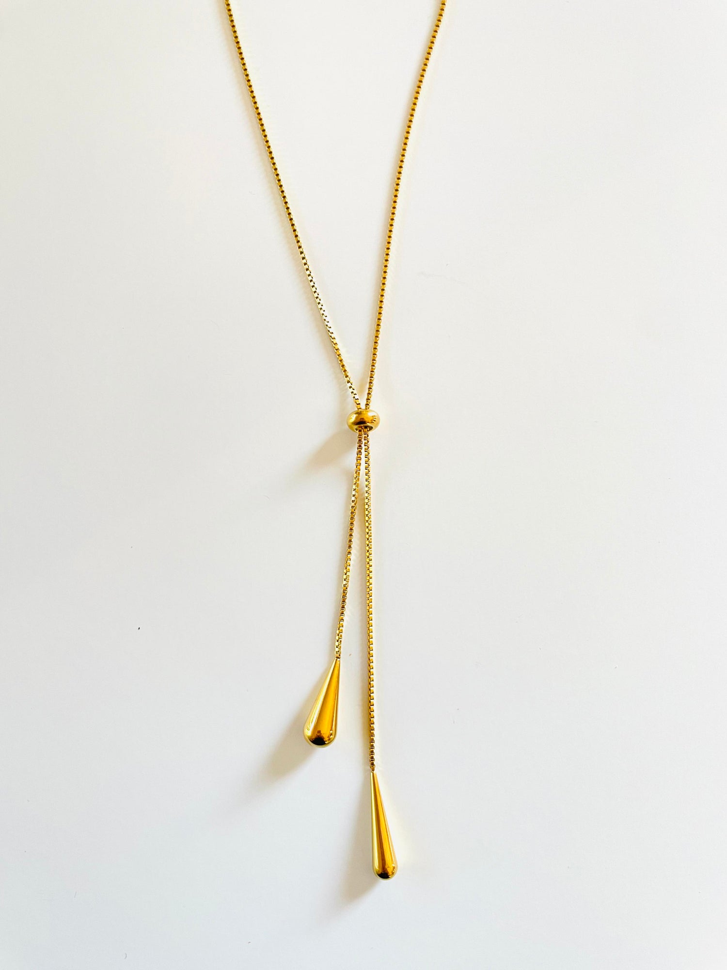 Teardrop Adjustable Lariat Necklace - GOLD or SILVER  {Waterproof Jewelry!}
