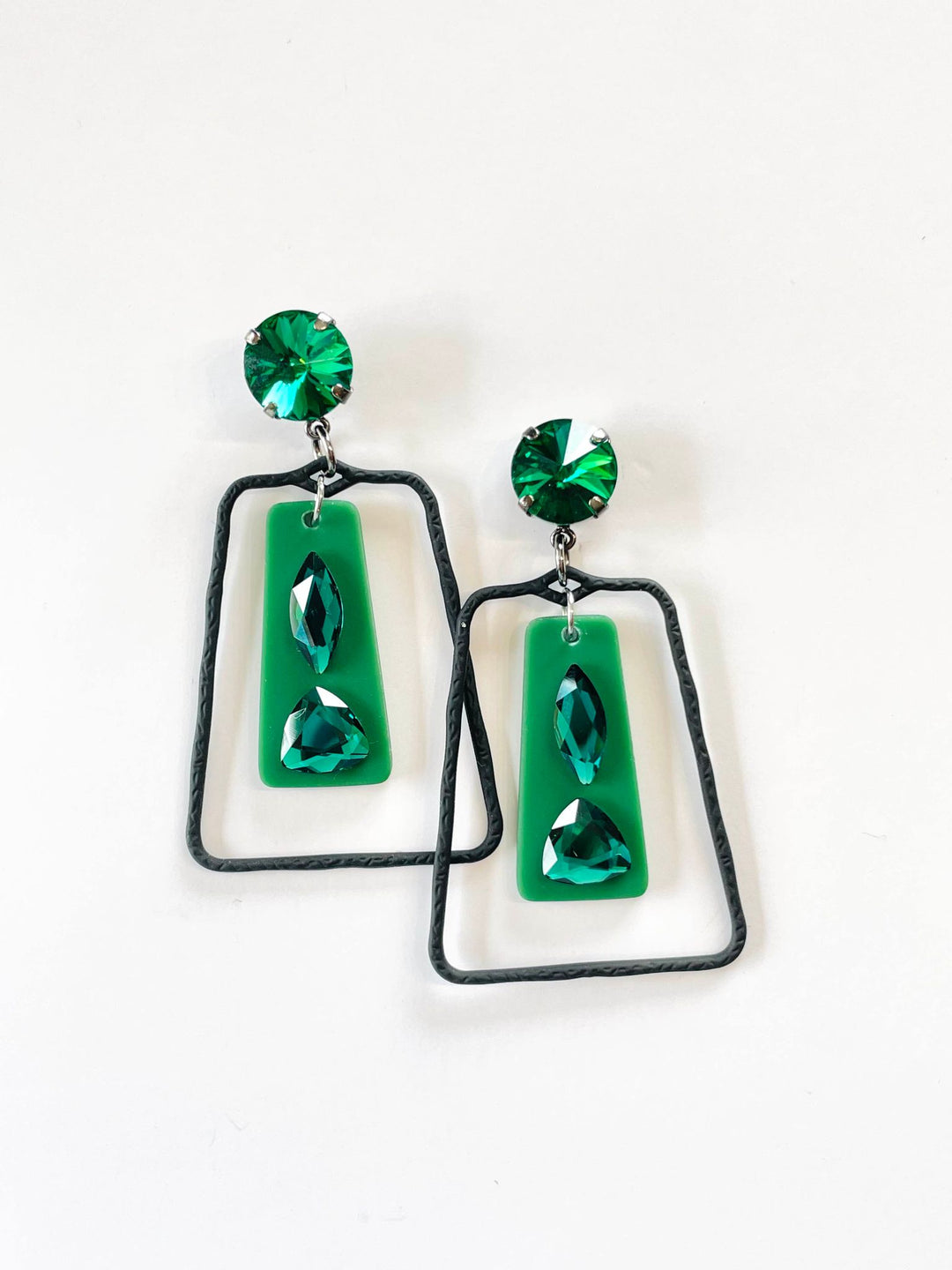 Black Emerald Statement Earrings
