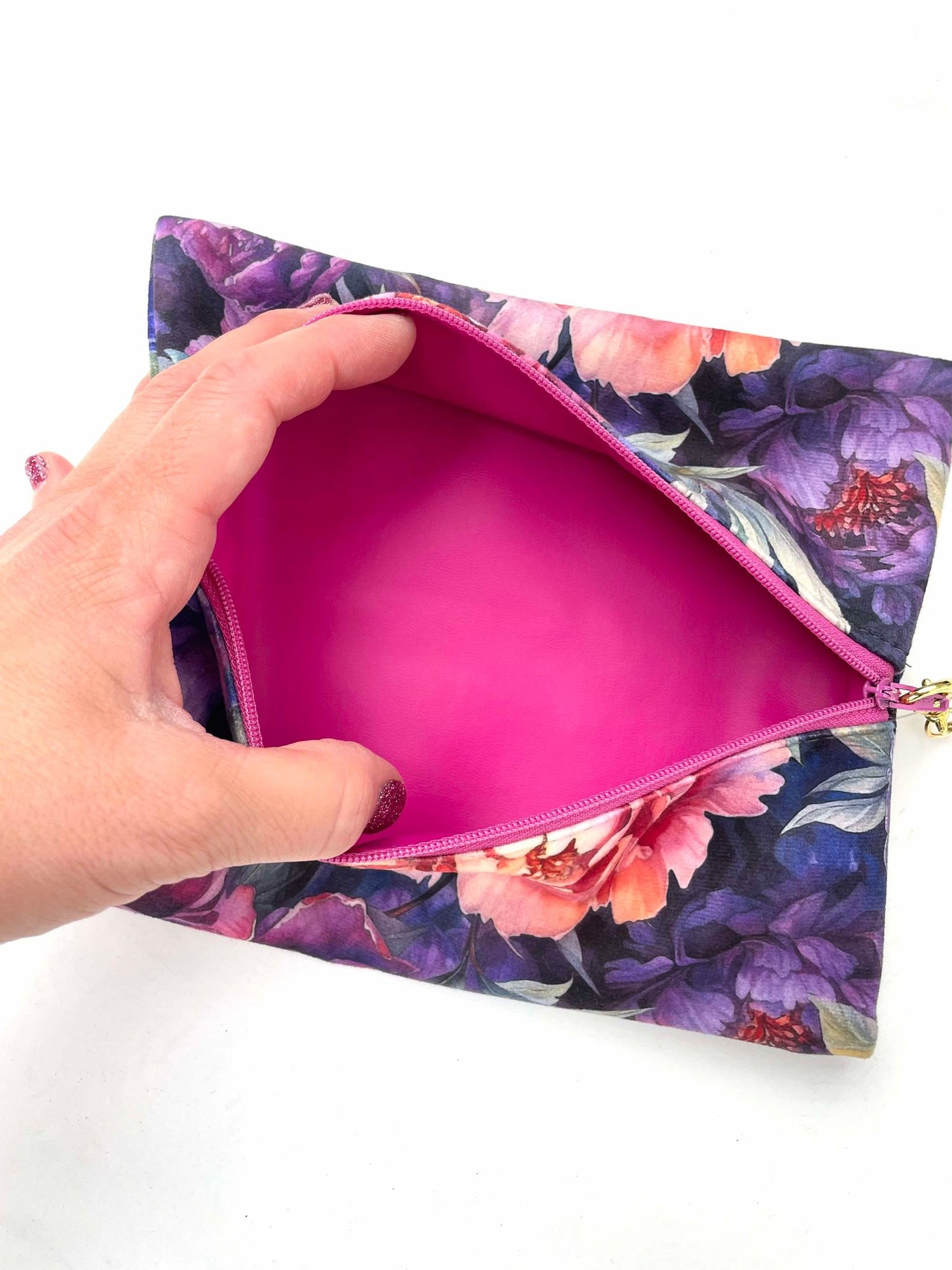MakeUp Junkie Bag - Purple Floral (Multiple Sizes!)