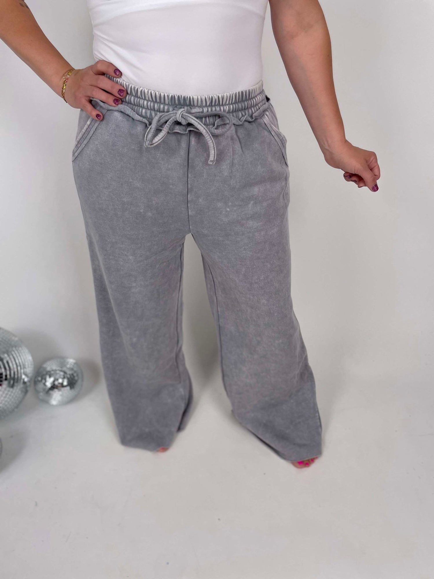 Cloud Comfort Palazzo Sweatpants in Sleet