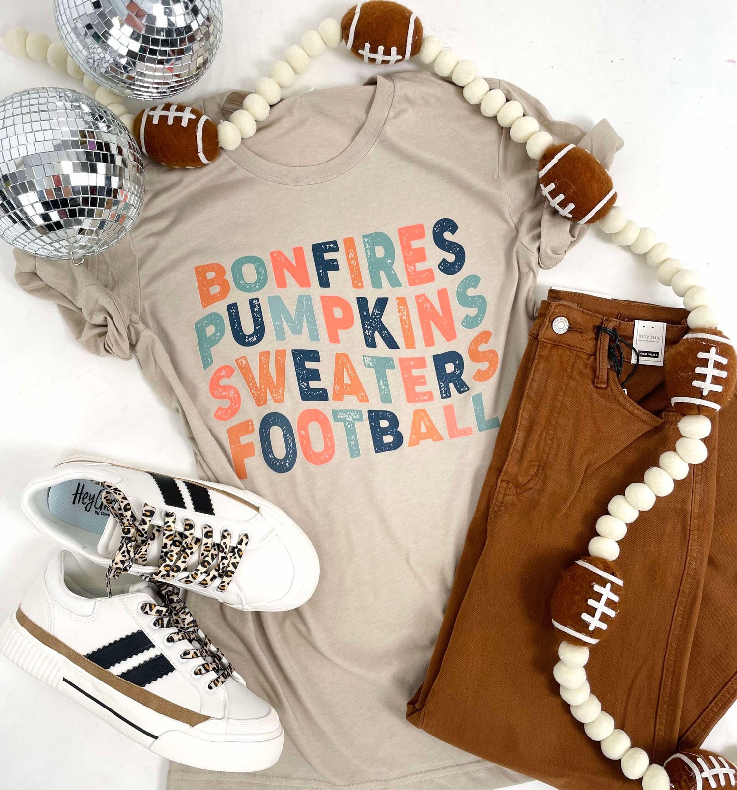 Bonfires, Pumpkins, Sweaters, Football Graphic Tee