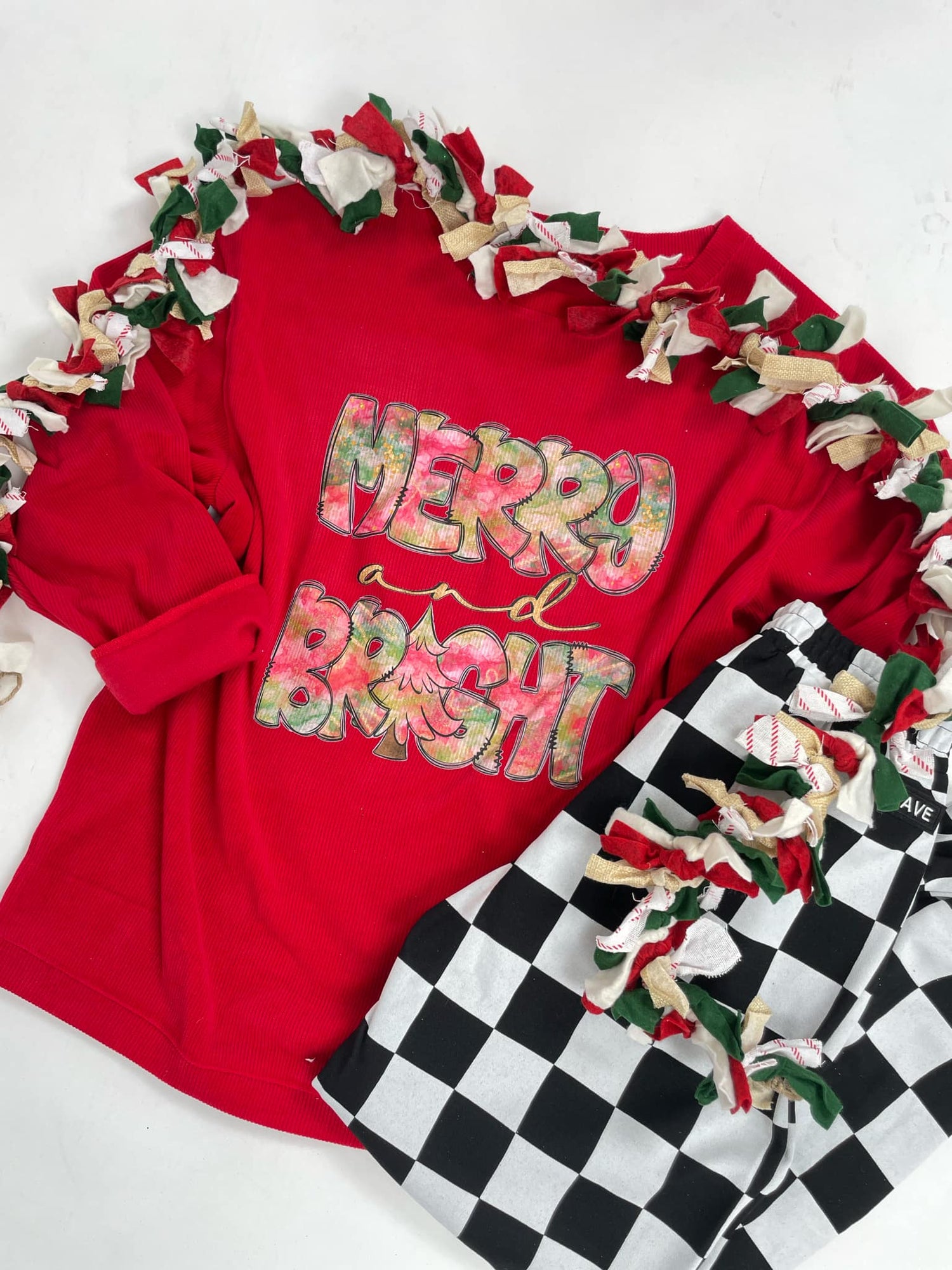 Merry & Bright Luxury Corded Crew in Red