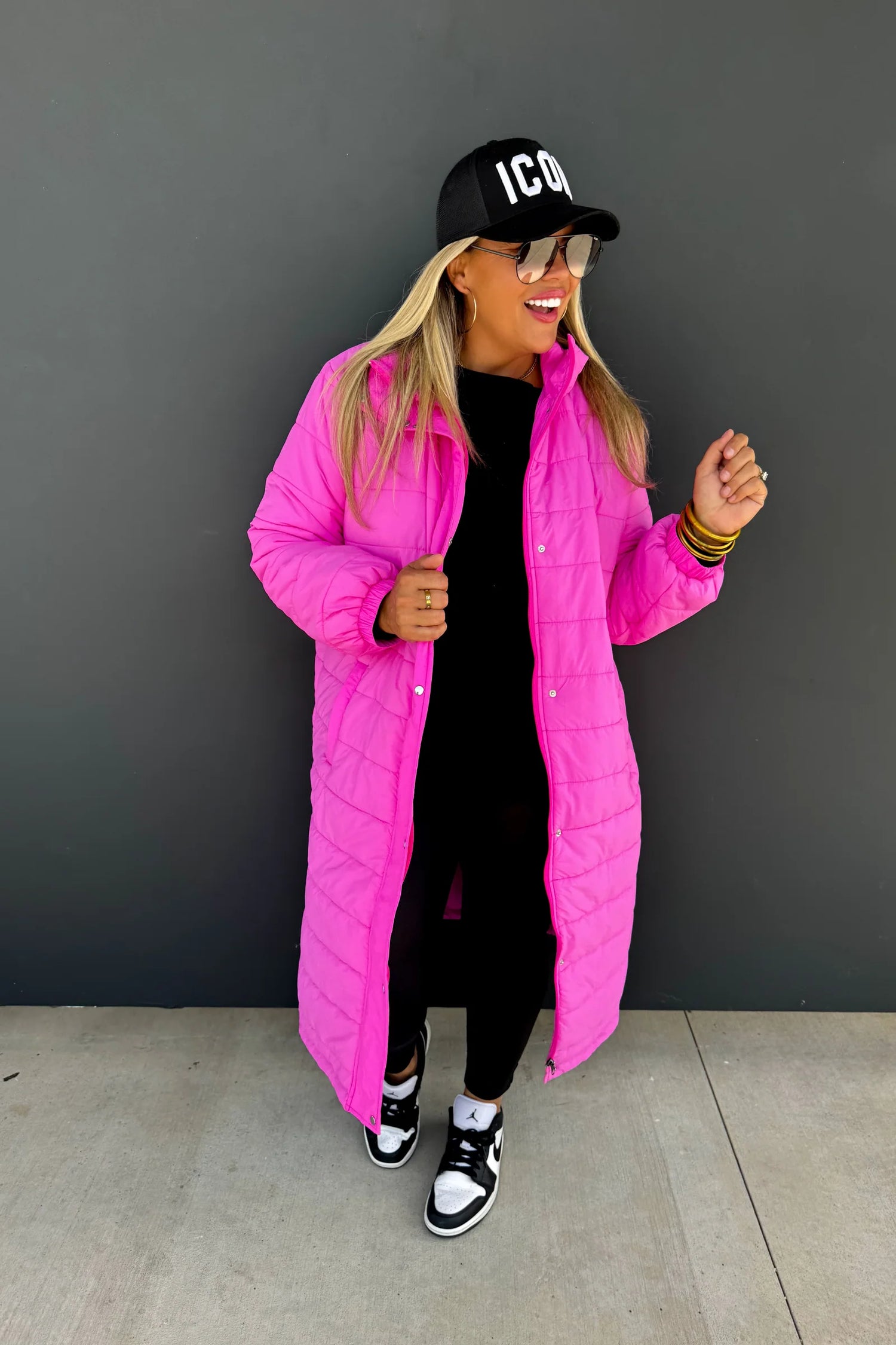 BLAKELEY LENNON LONG PUFFER JACKET IN PINK