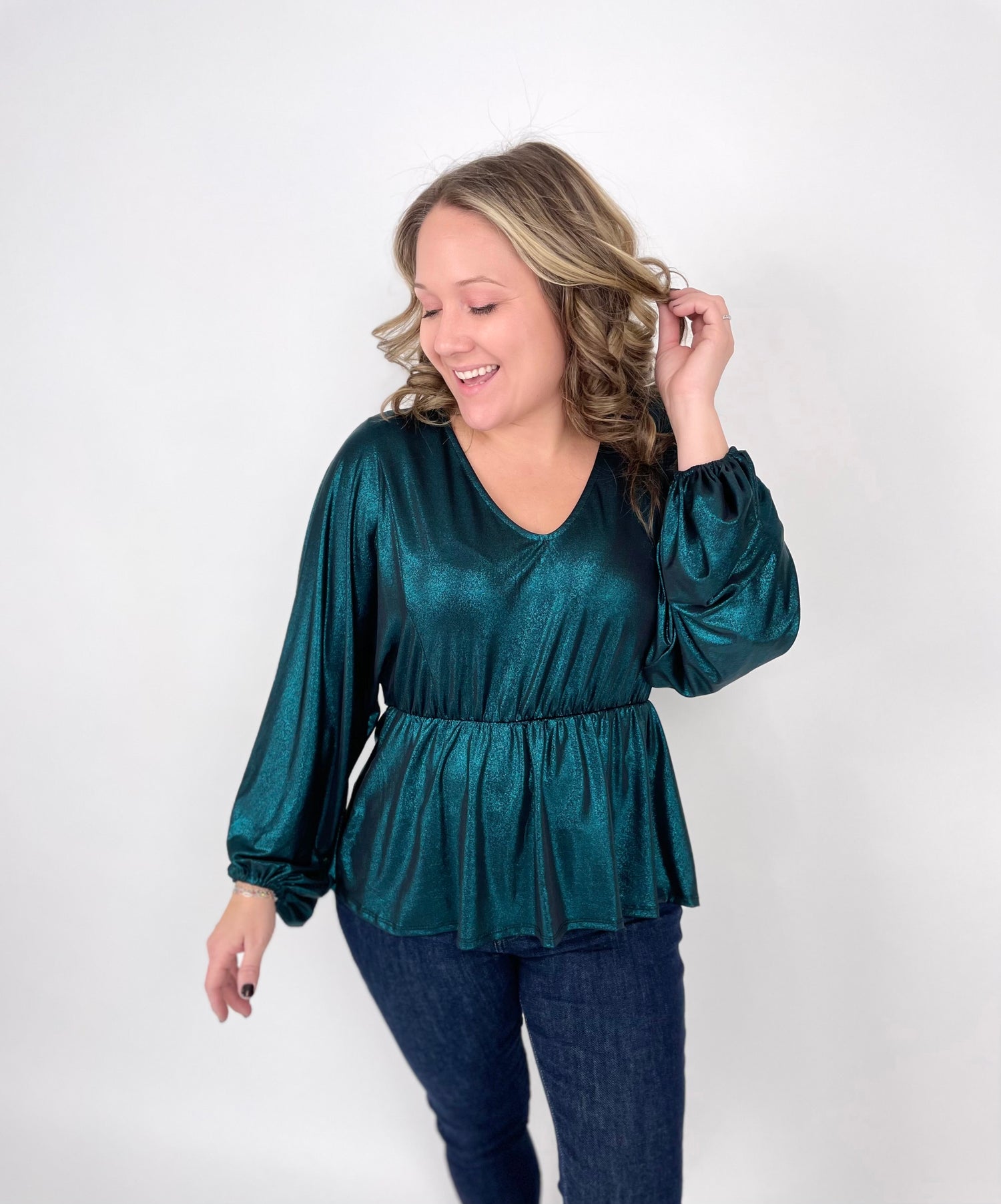 All That Shimmers Top In Teal