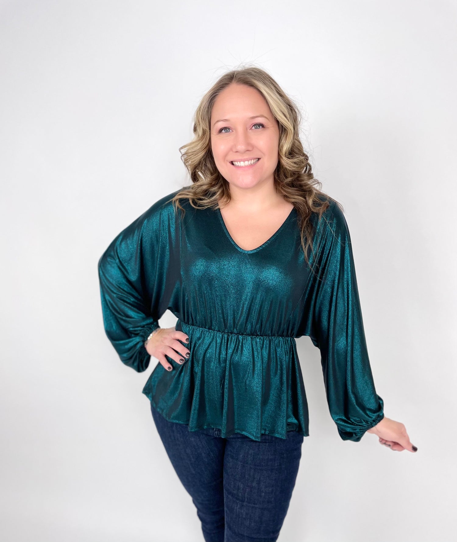 All That Shimmers Top In Teal