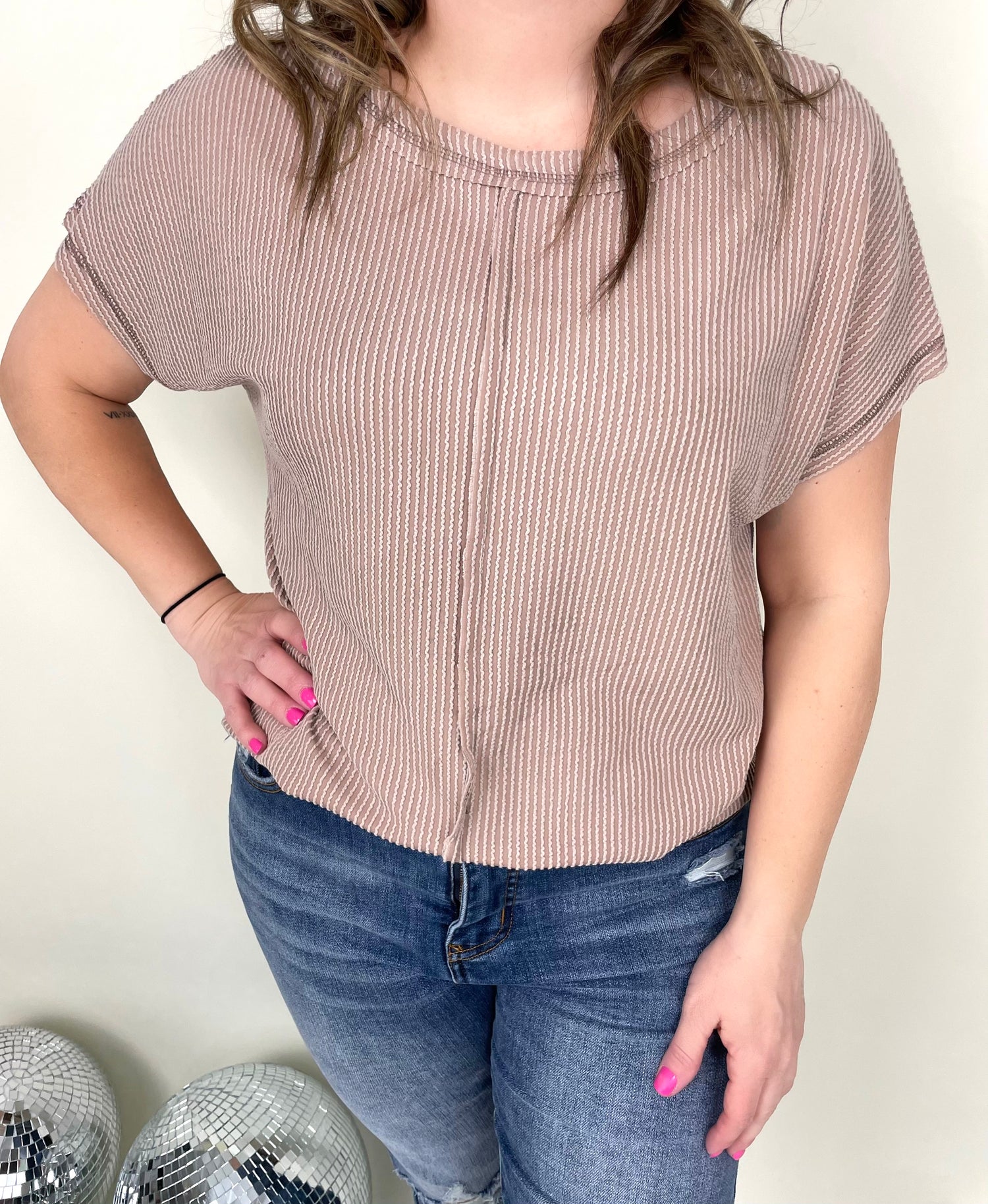 Sophia Ribbed Top in Tan