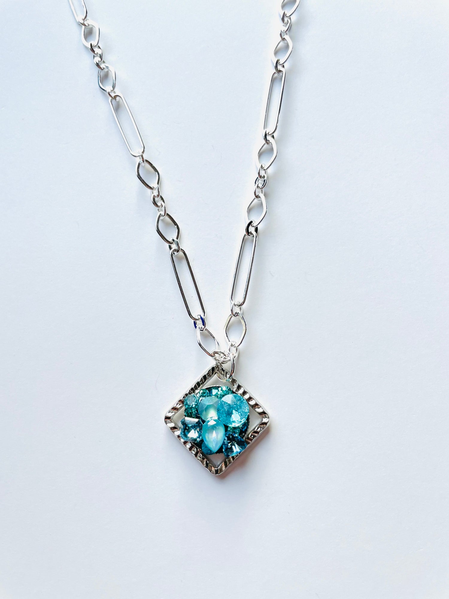 Square Floating Treasure Chest Necklace in Frozen Hues