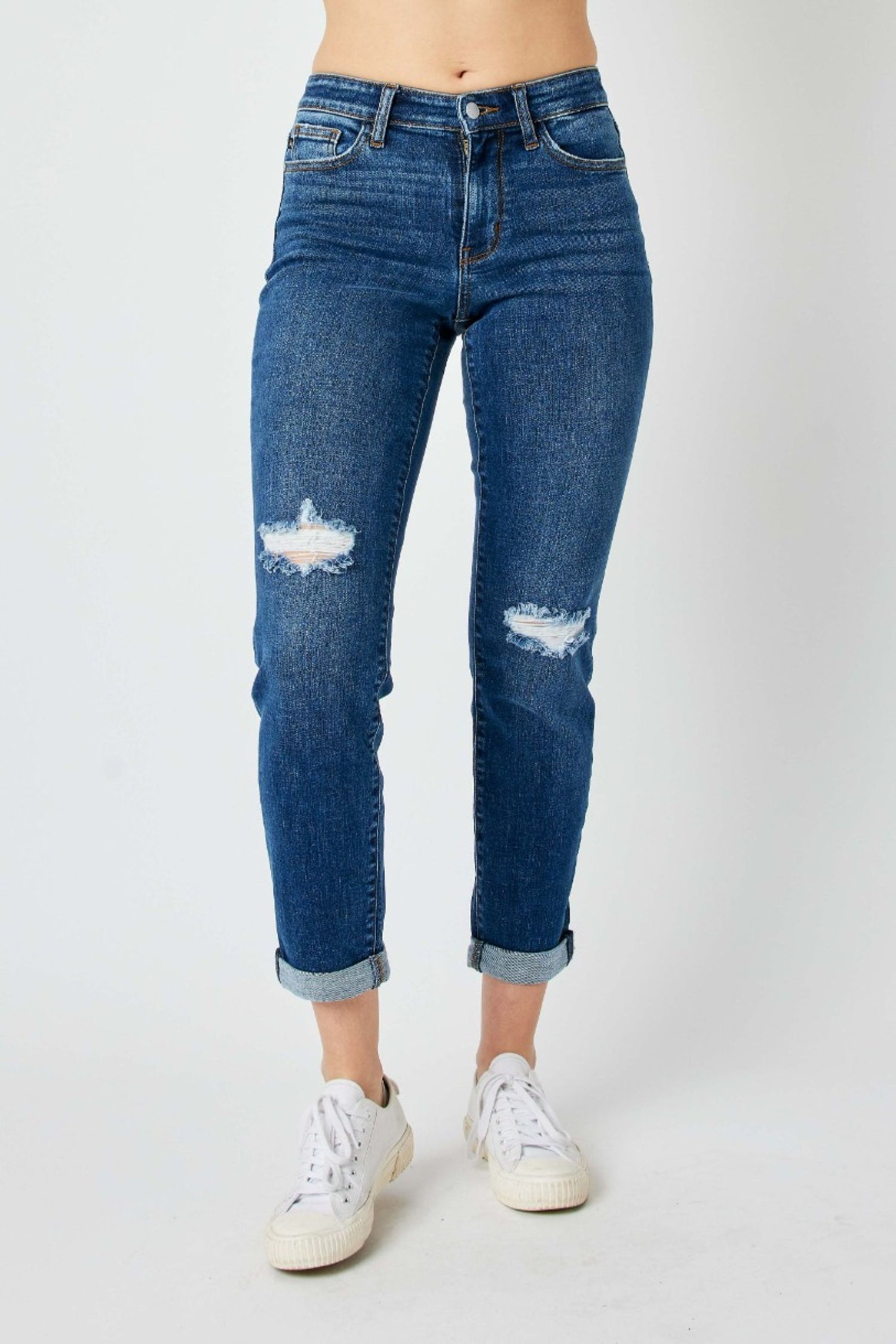 Judy Blue Ripped Tide Cuffed Jeans