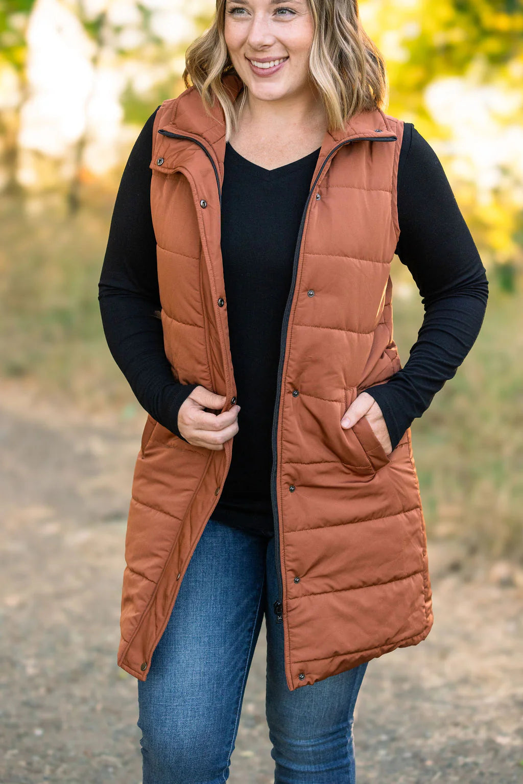 MM Harlow Long Vest - Cinnamon