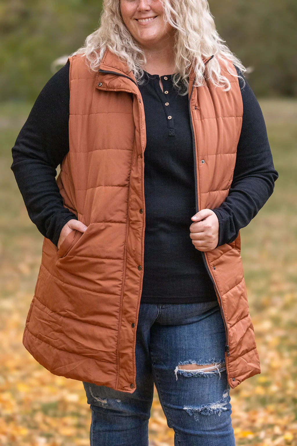 MM Harlow Long Vest - Cinnamon