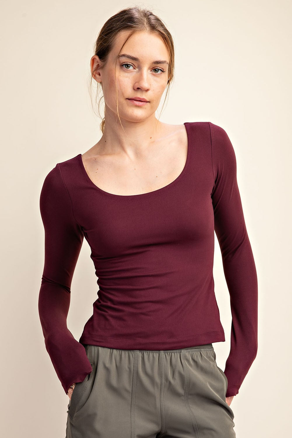 Scoop Serenity Long Sleeve Top in Deep Purple