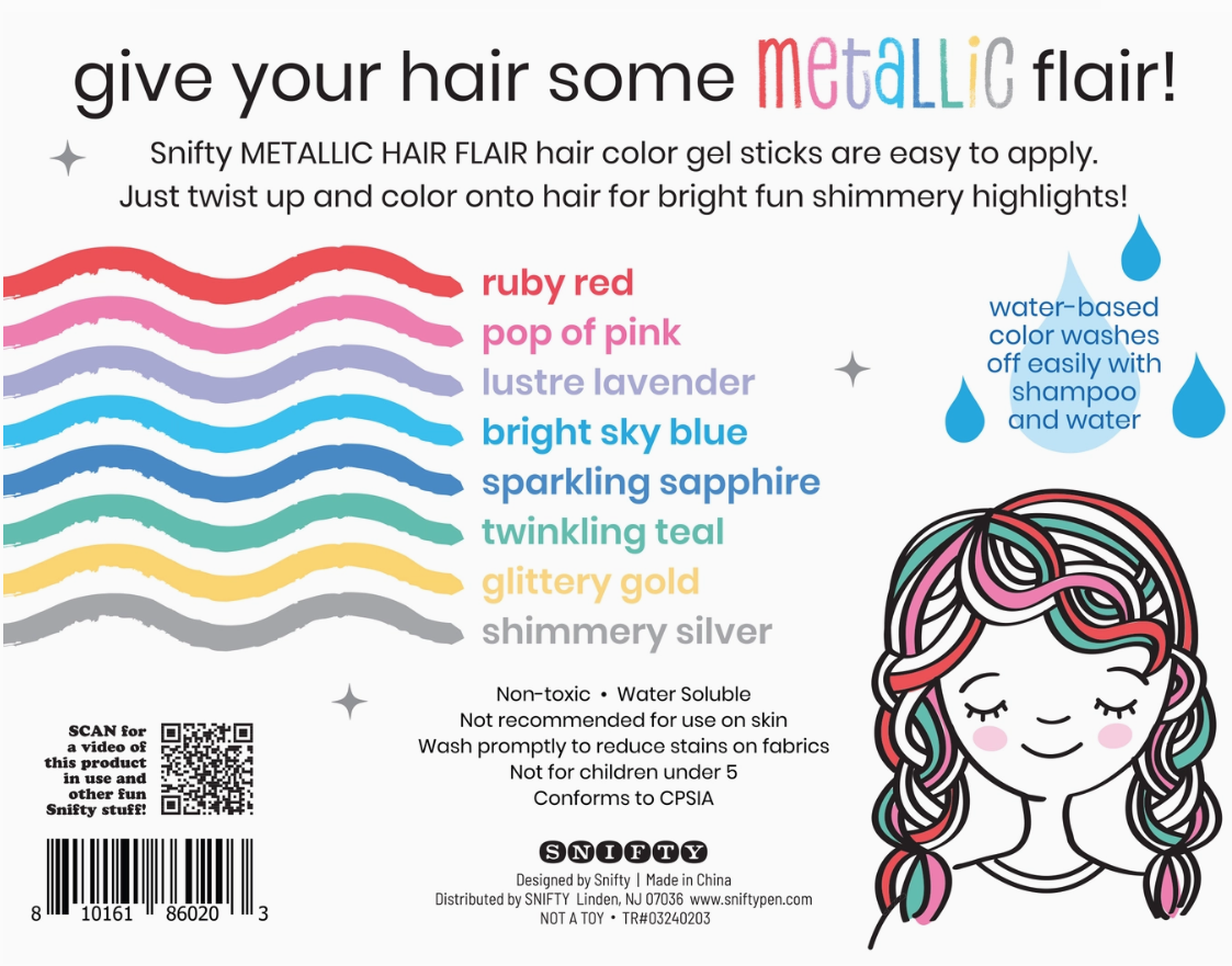 Hair Flair Metallic Shimmery Hair Color Gel Sticks {Set of 8}