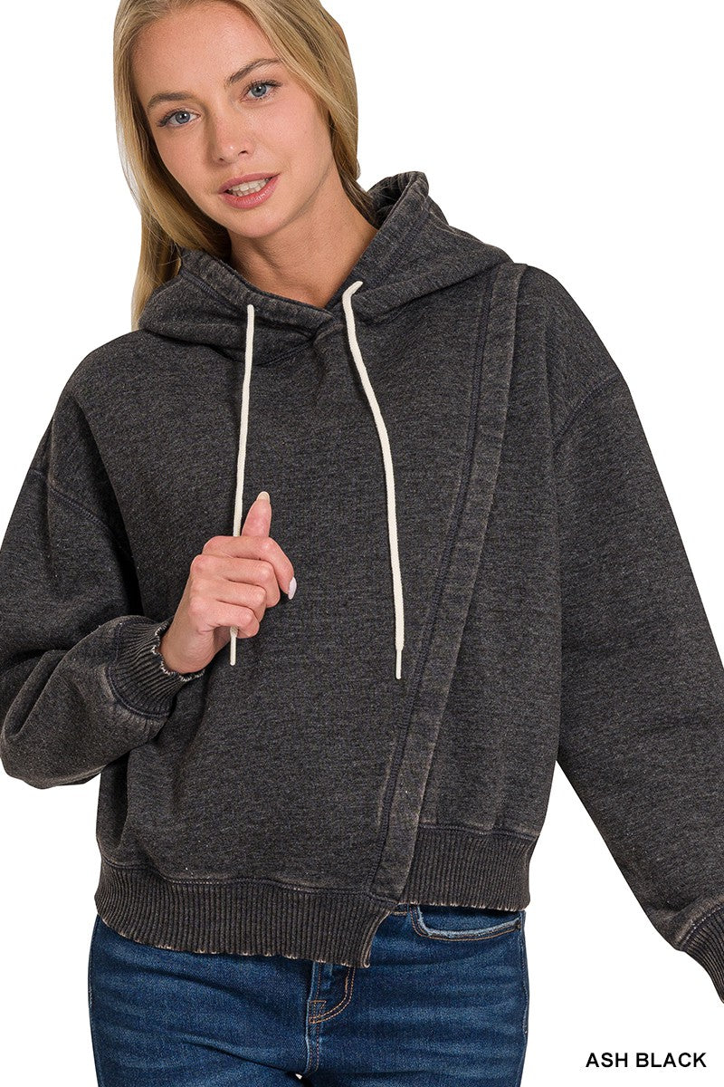 Asymmetric Haven Hoodie in Black