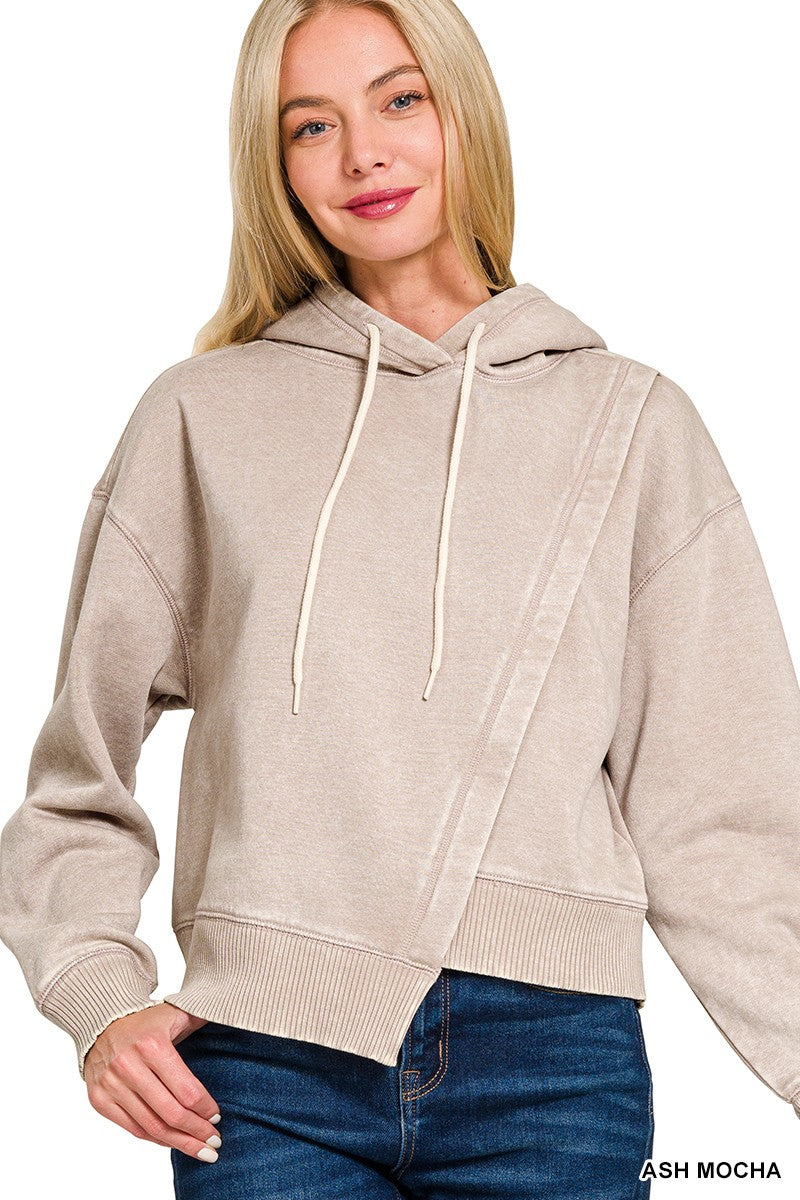 Asymmetric Haven Hoodie in Ash Mocha