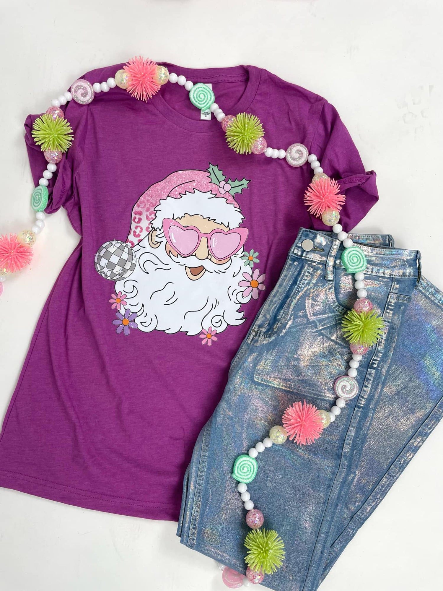 Retro Santa (Pink Heart Glasses) Graphic Tee {Custom Order!}