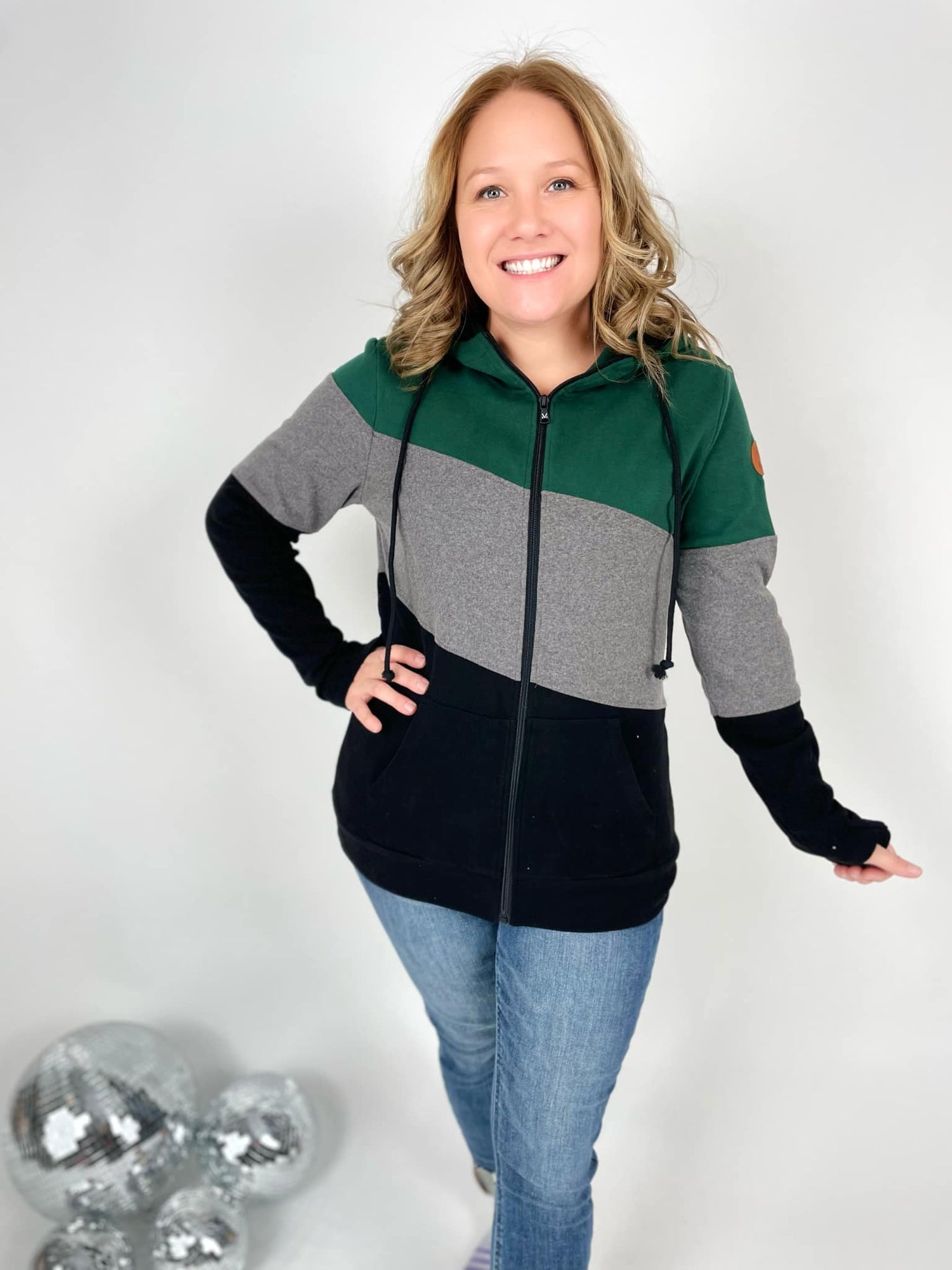 PW DOORBUSTER DEAL!!! MM Full-Zip Color Block Hoodie - Evergreen, Grey, & Black