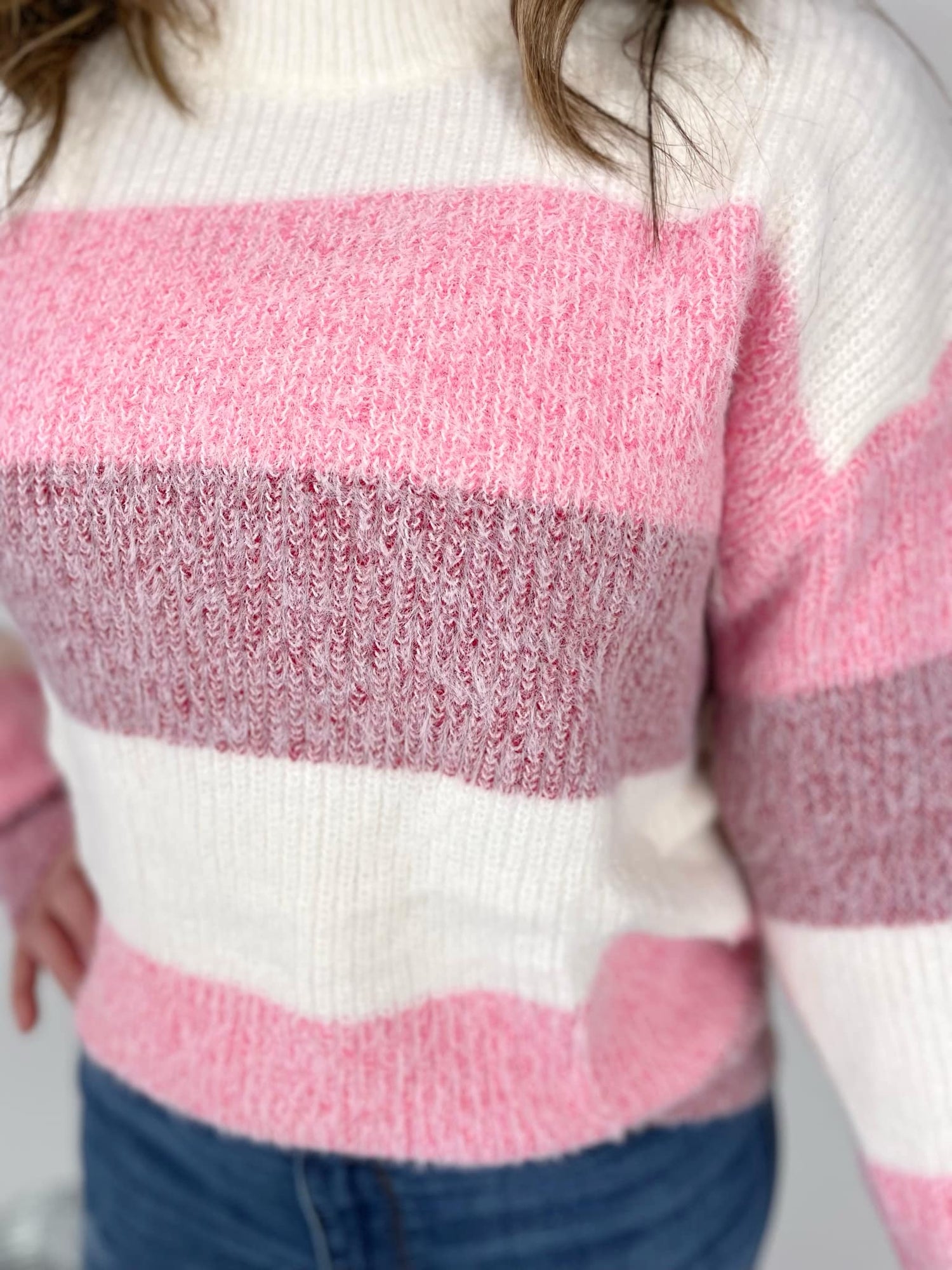 MM Cozy Block Sweater - VDay Stripes