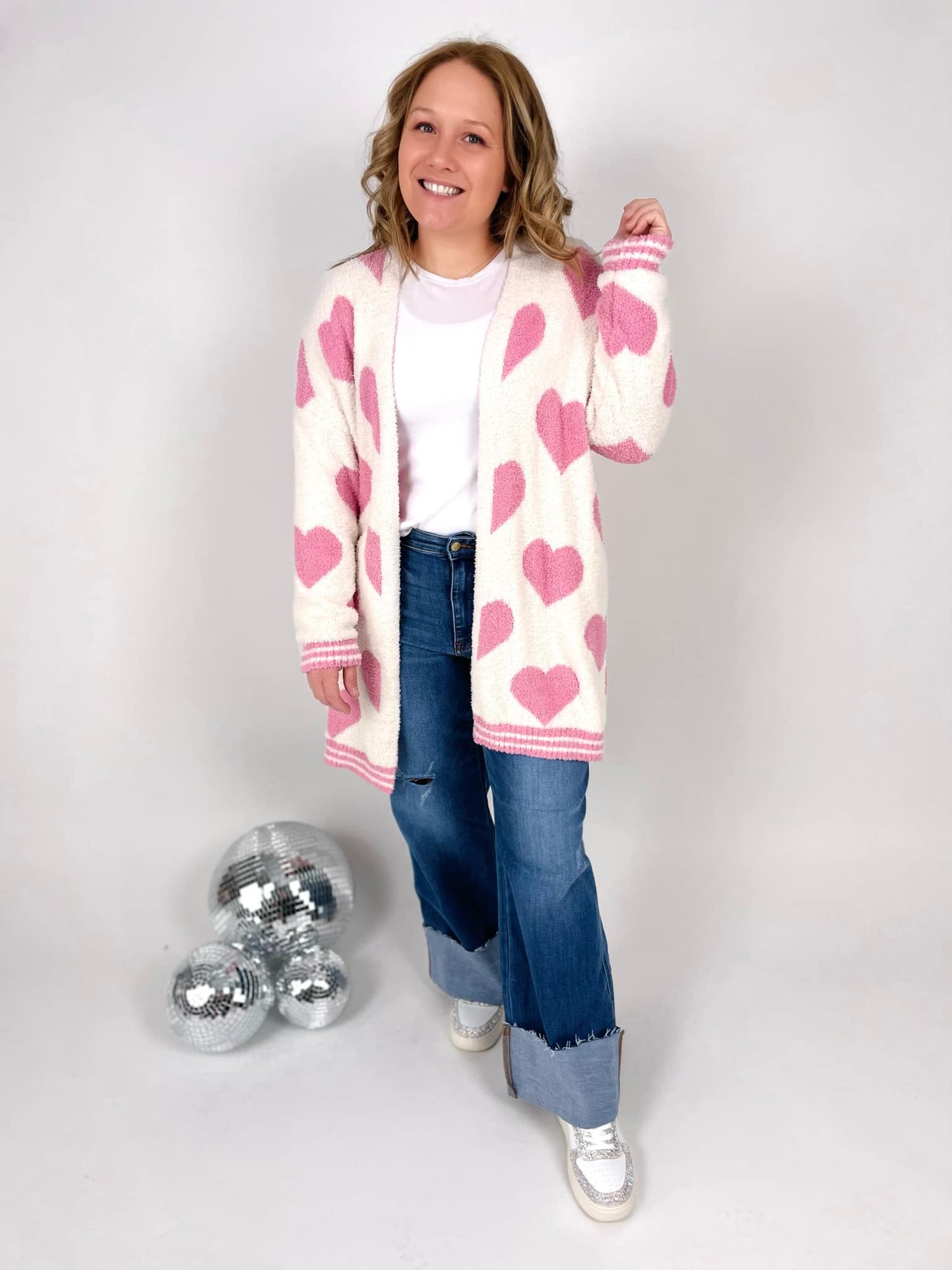 Valentine Cloud Cardigan - Pink Hearts