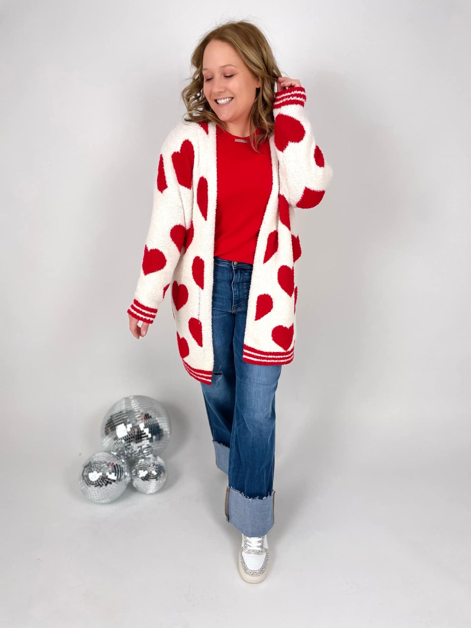 Blakeley Valentine Cloud Cardigan - Red Hearts