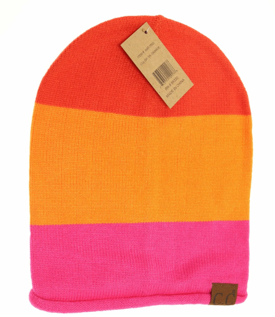 Colorblock Rolled Cuff Slouchy CC Beanie {Multiple Colors!}