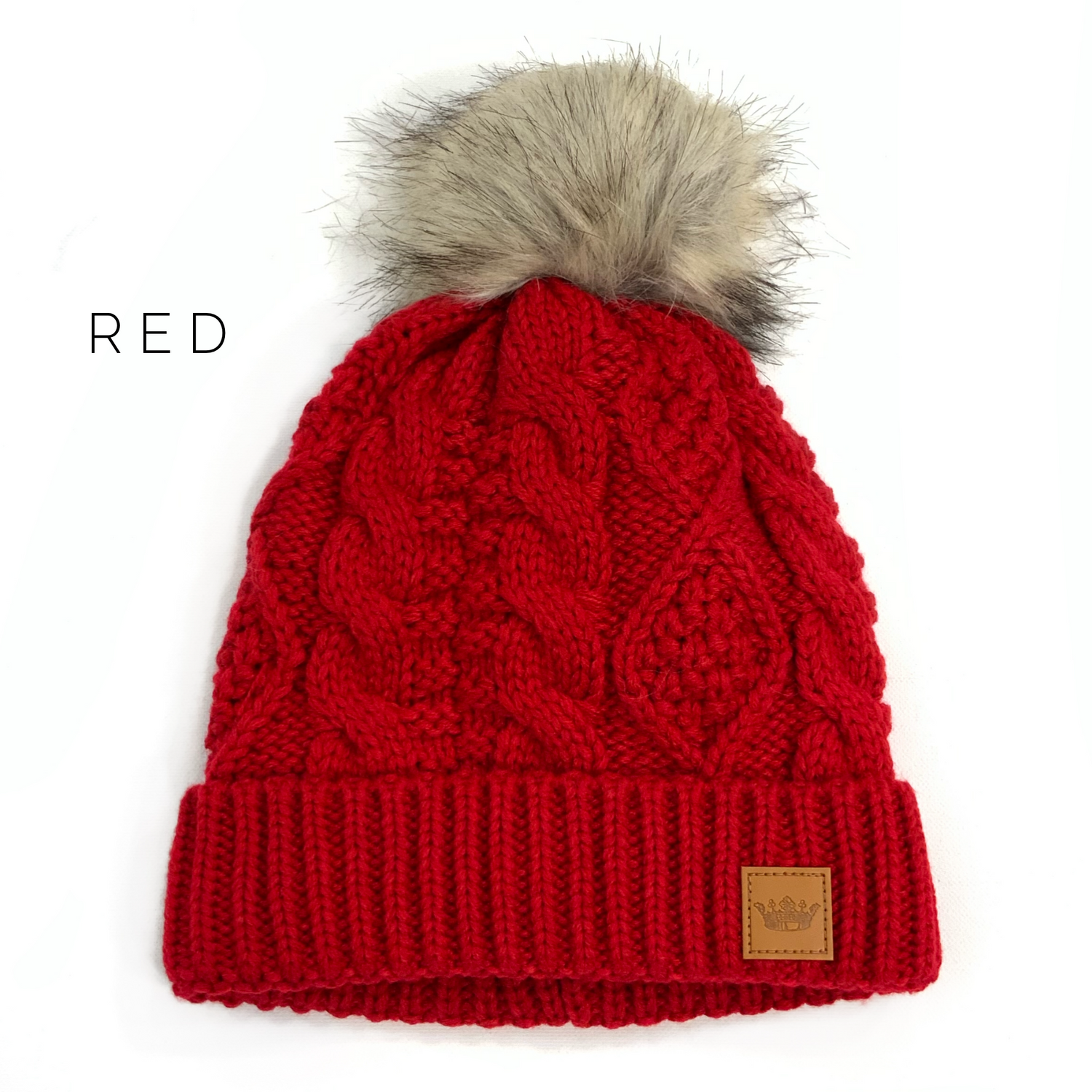 Cable Knit Pom Hat - Adult