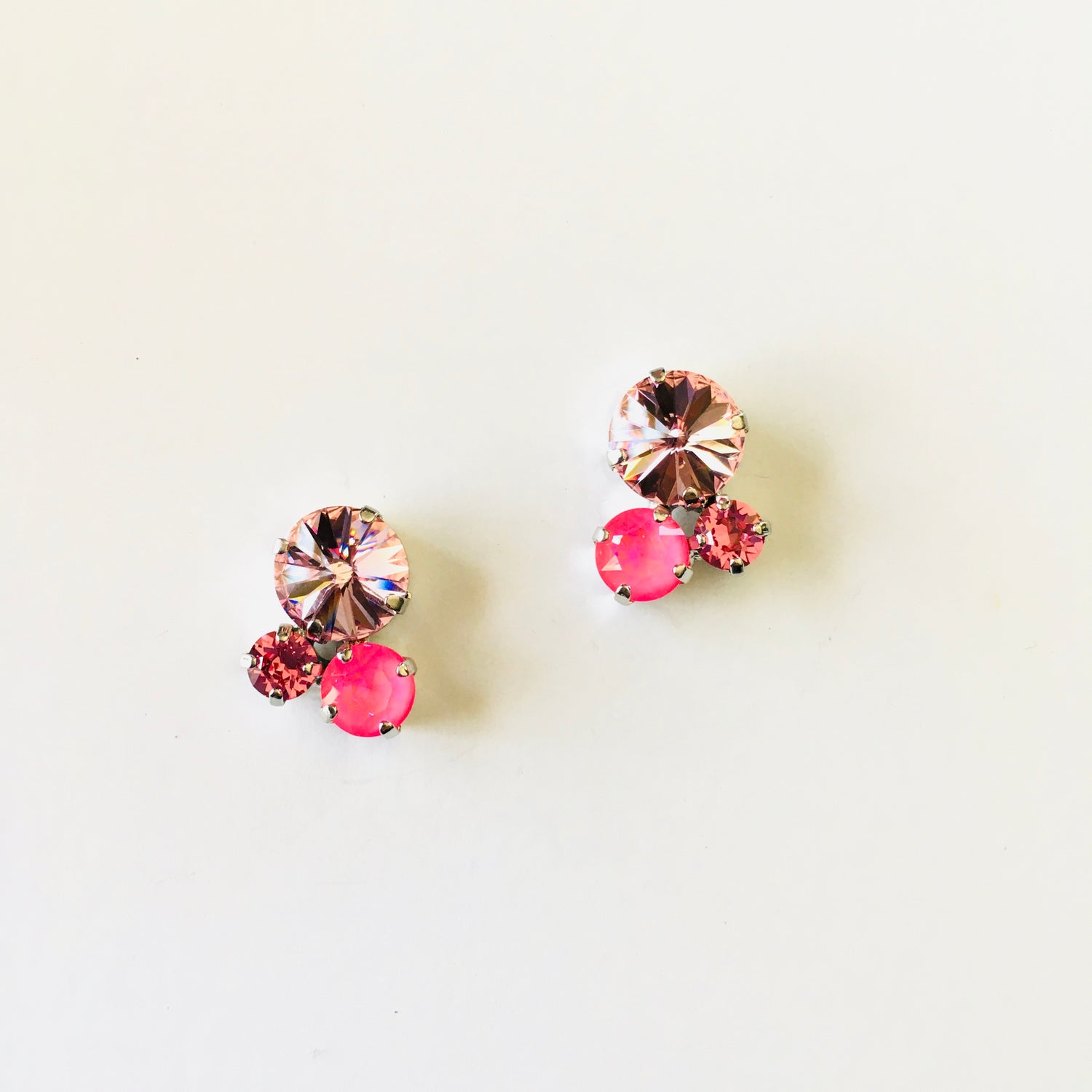 Cluster Earrings featuring Ultra Pink Coral AB