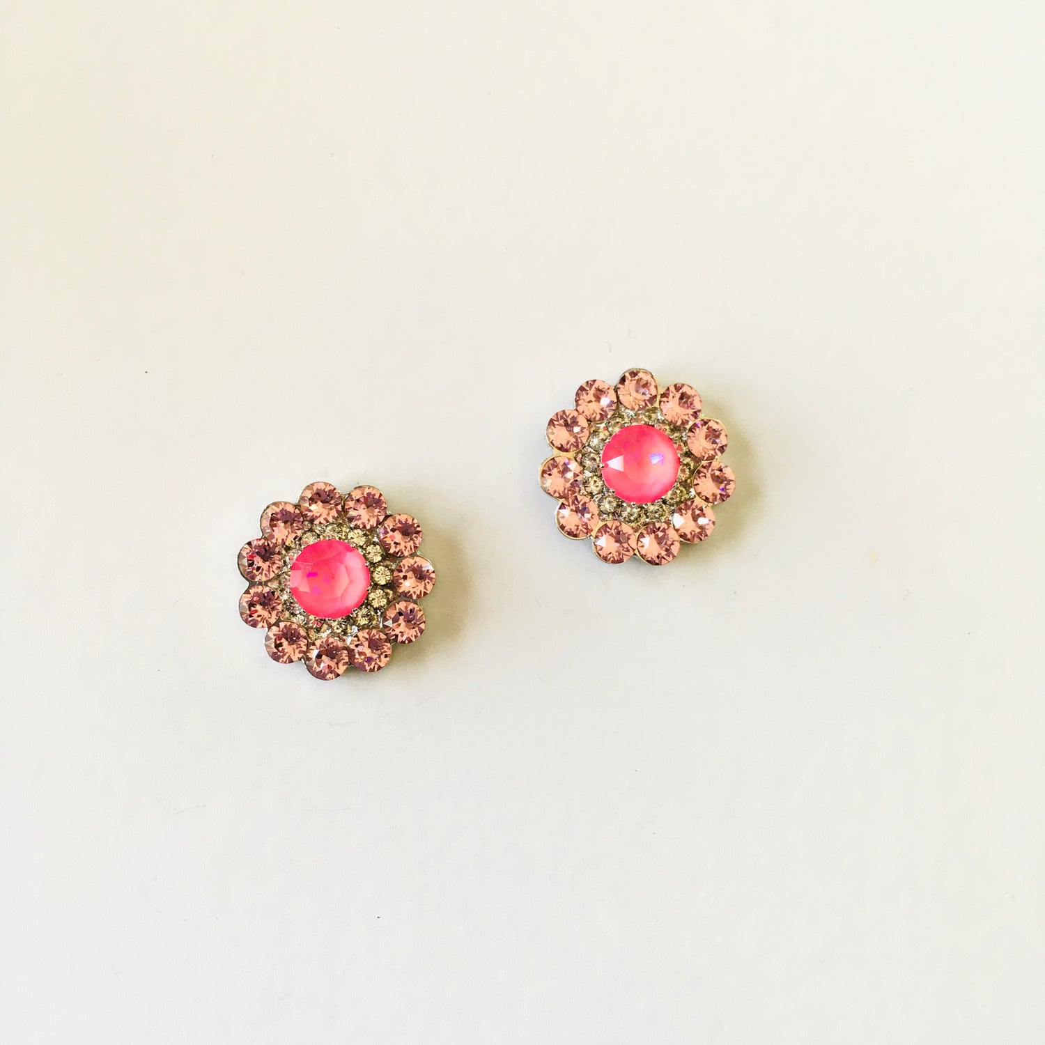 Sunburst Flower Post Earrings featuring Ultra Pink Coral AB