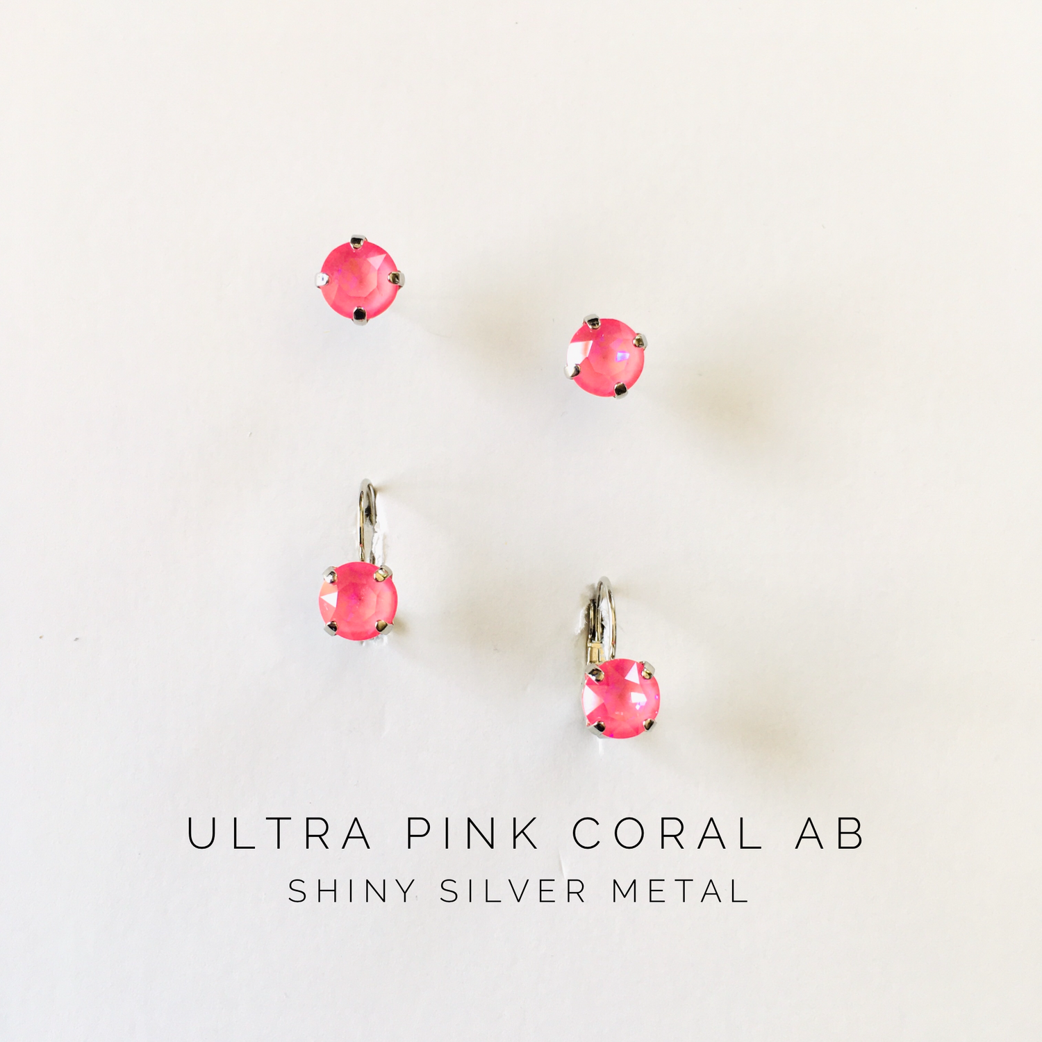 8mm Drop OR Post featuring Ultra Pink Coral AB