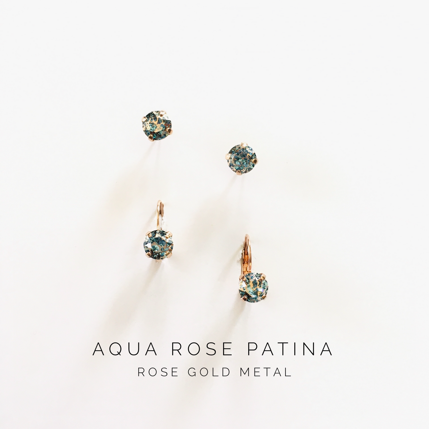 8mm Drop OR Post featuring Aqua Rose Patina