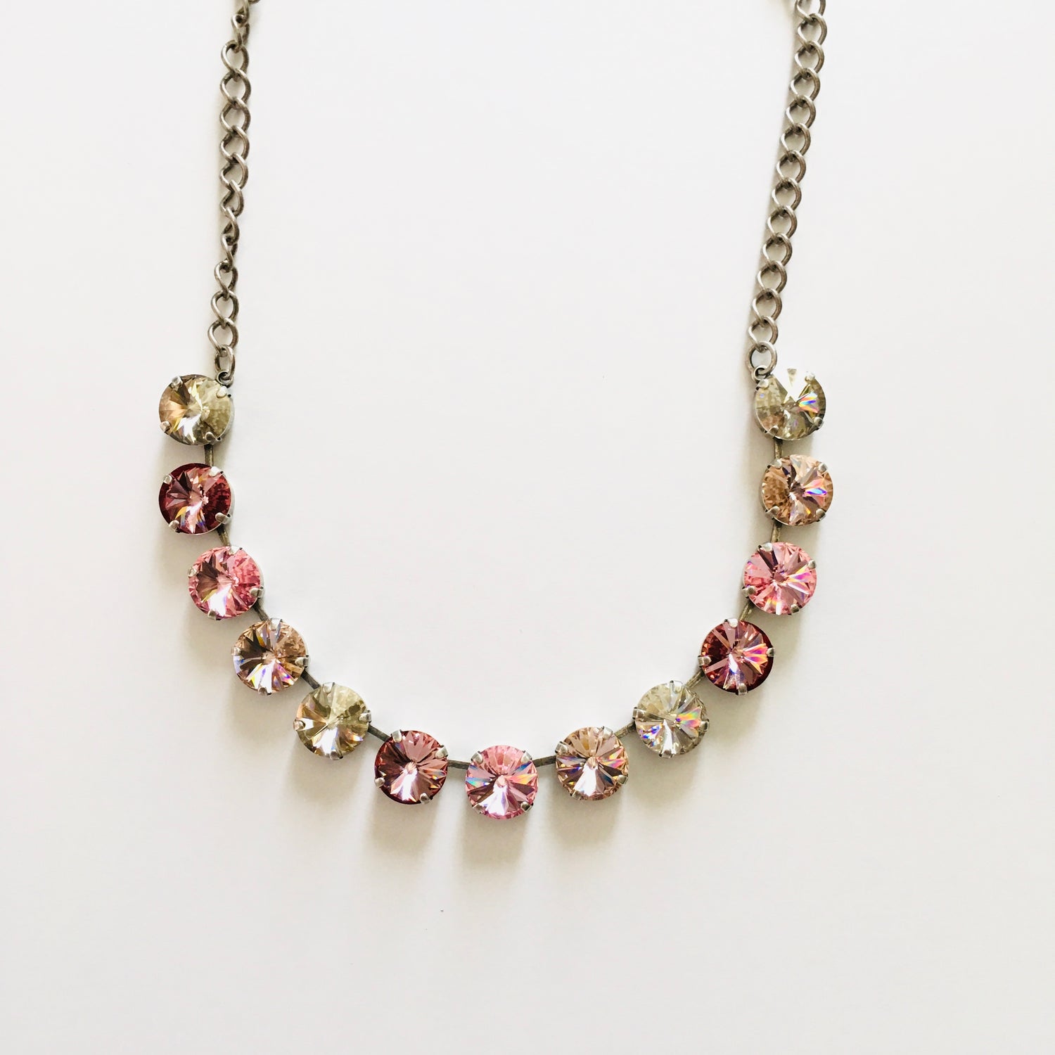 Mauve + Nude Shades Diamonds Necklace