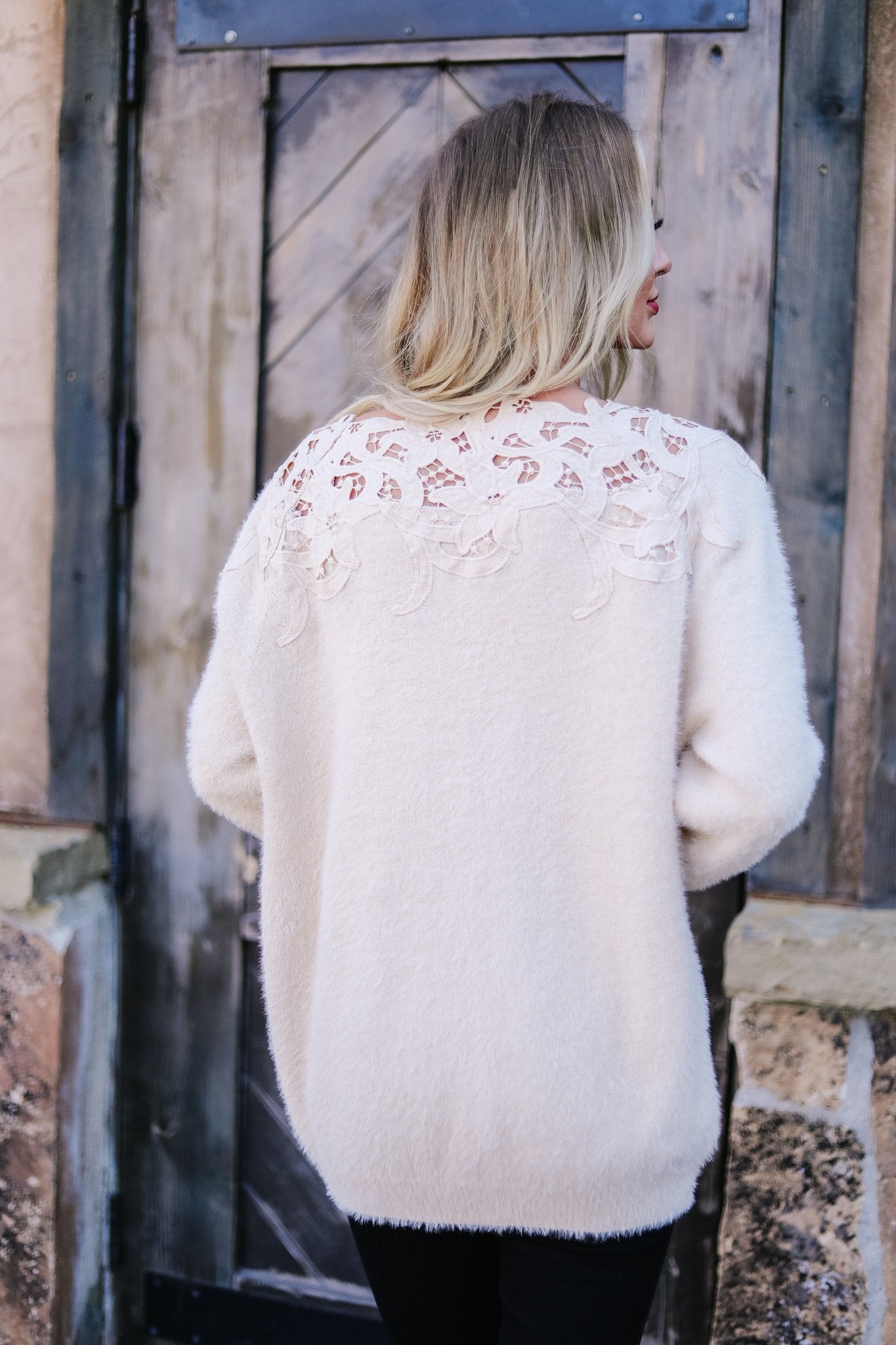 Topped With Lace Furry Sweater - KaraMarie Boutique