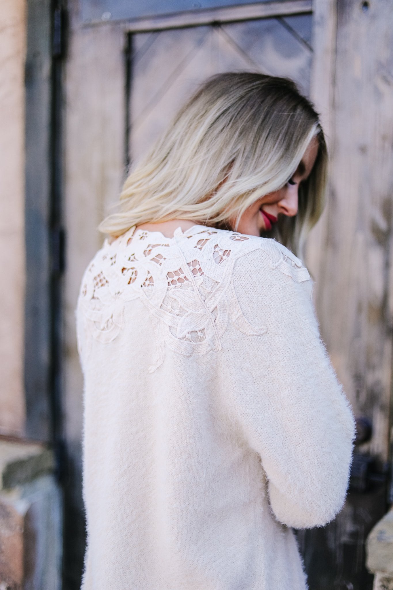 Topped With Lace Furry Sweater - KaraMarie Boutique